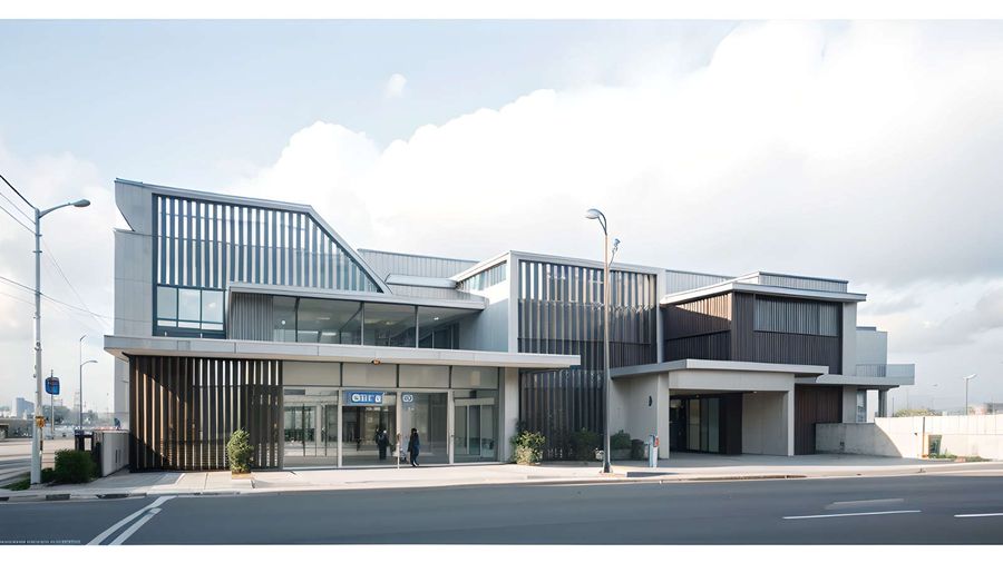 Facade render of a commercial building designed by PT. WIN